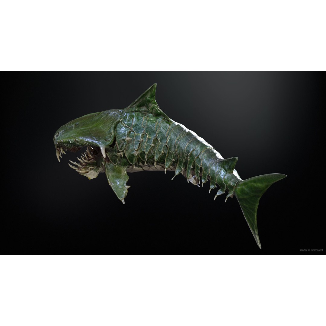AlienShark 7 3D Model – Low Poly Game Asset, Rigged, FBX - View 6