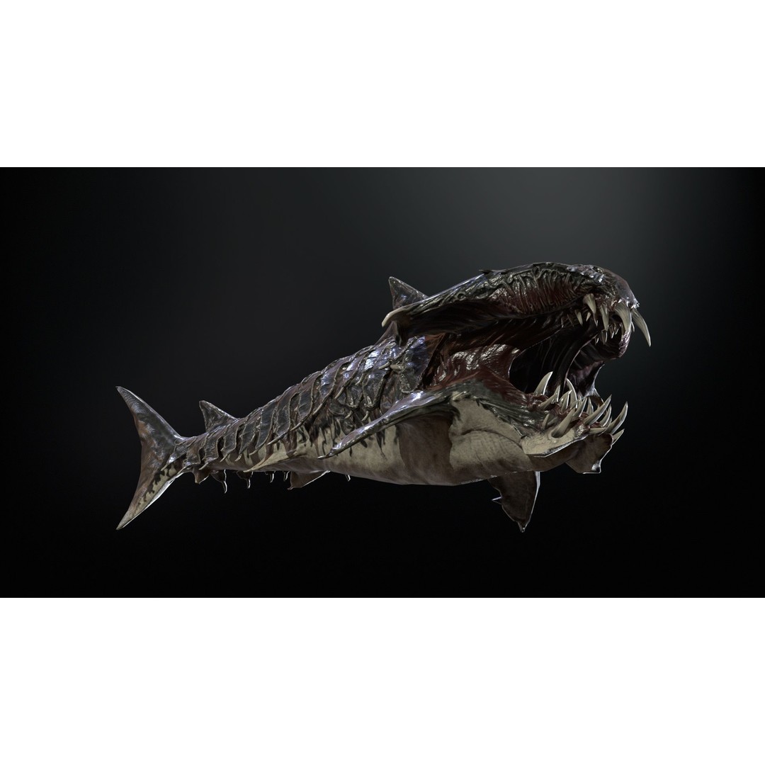 AlienShark 7 3D Model – Low Poly Game Asset, Rigged, FBX - View 7
