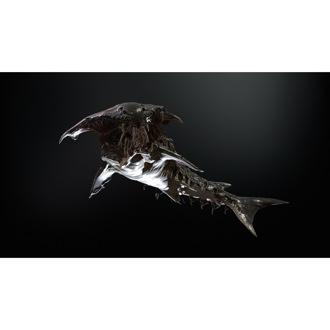 AlienShark 7 3D Model – Low Poly Game Asset, Rigged, FBX - View 8