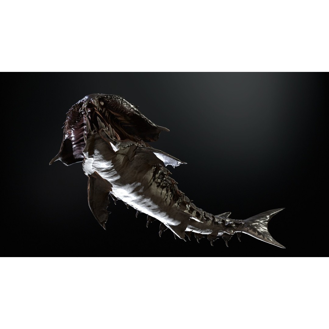 AlienShark 7 3D Model – Low Poly Game Asset, Rigged, FBX - View 9