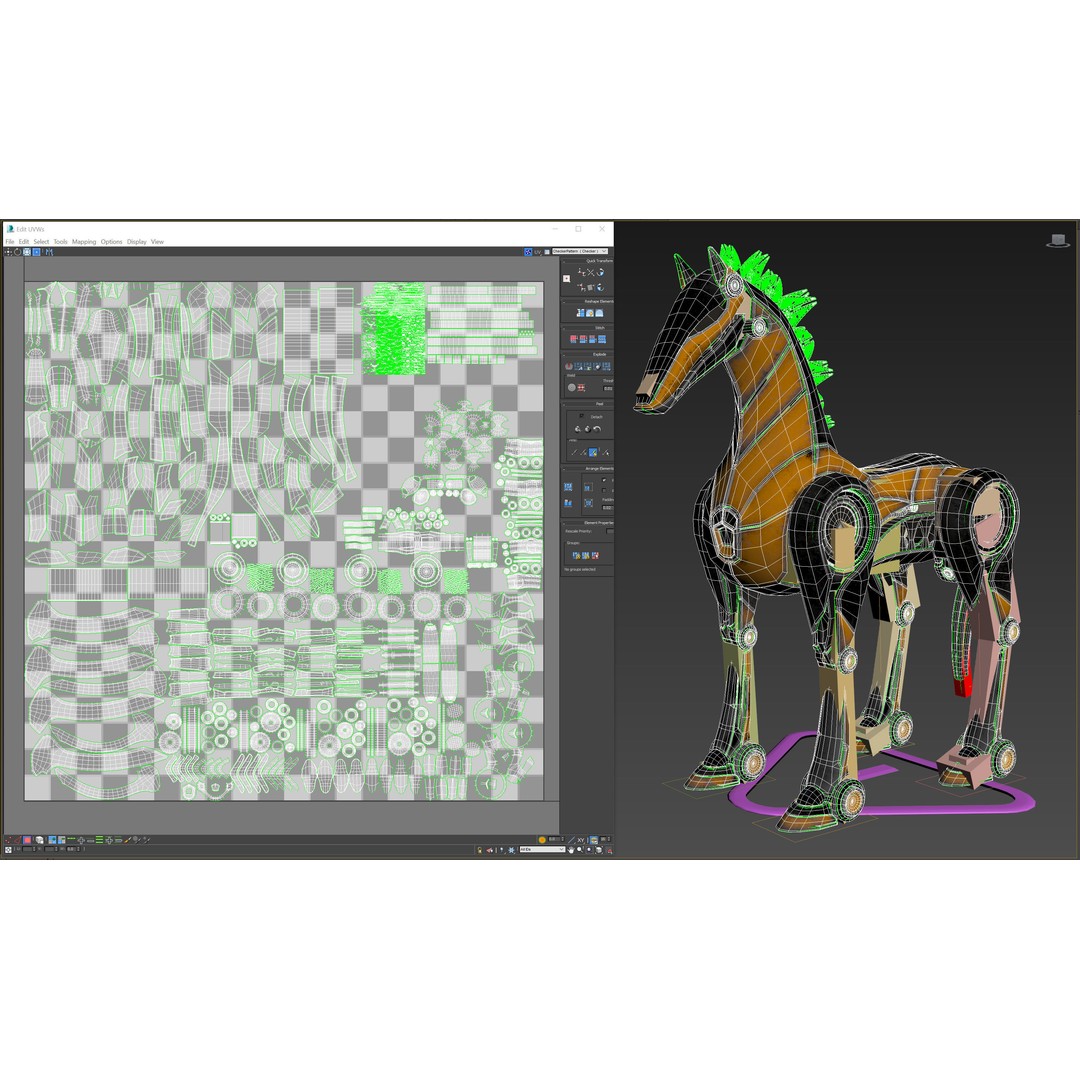 Horse Robot 3D Model – Low Poly Character with Animation, FBX