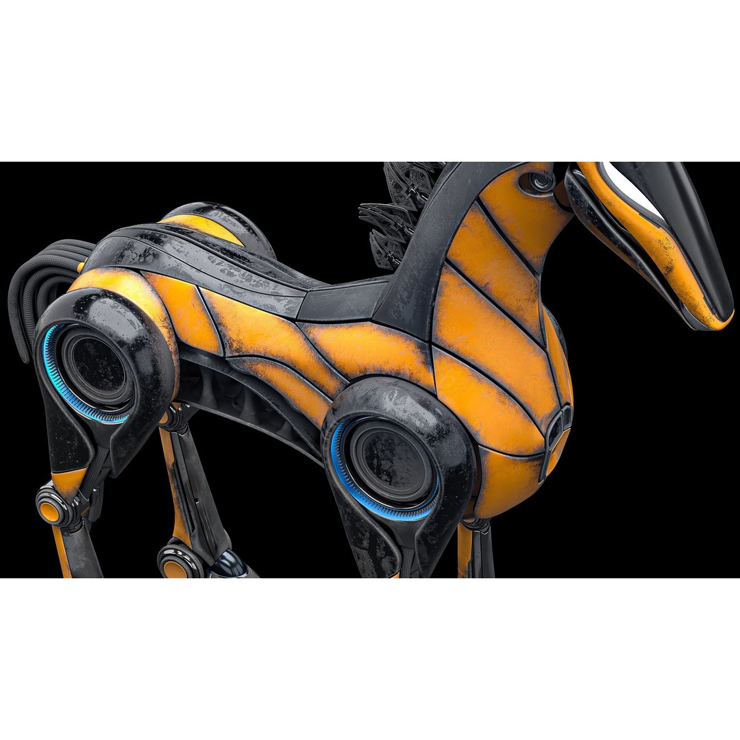 Horse Robot 3D Model – Low Poly Character with Animation, FBX - View 11