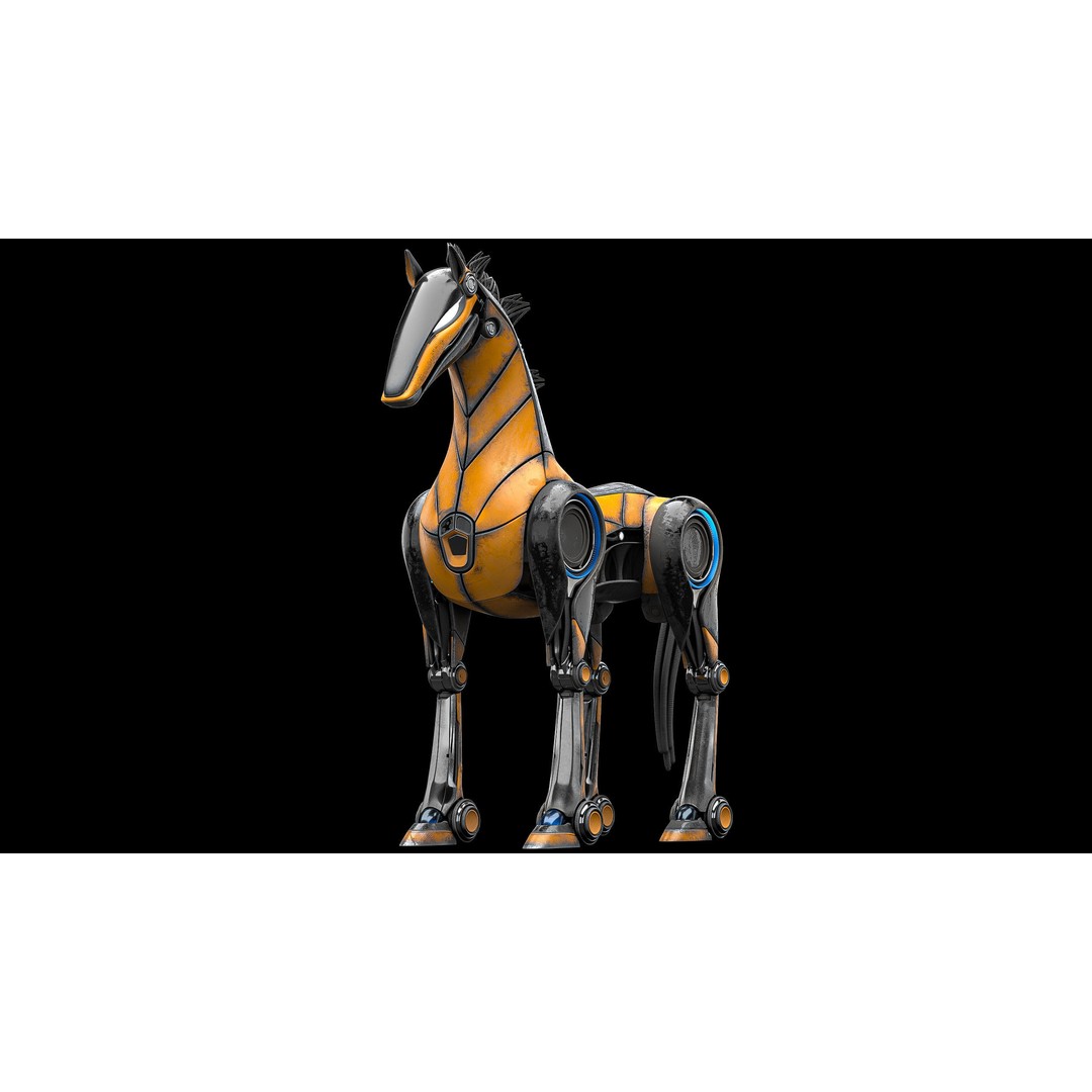 Horse Robot 3D Model – Low Poly Character with Animation, FBX - View 13