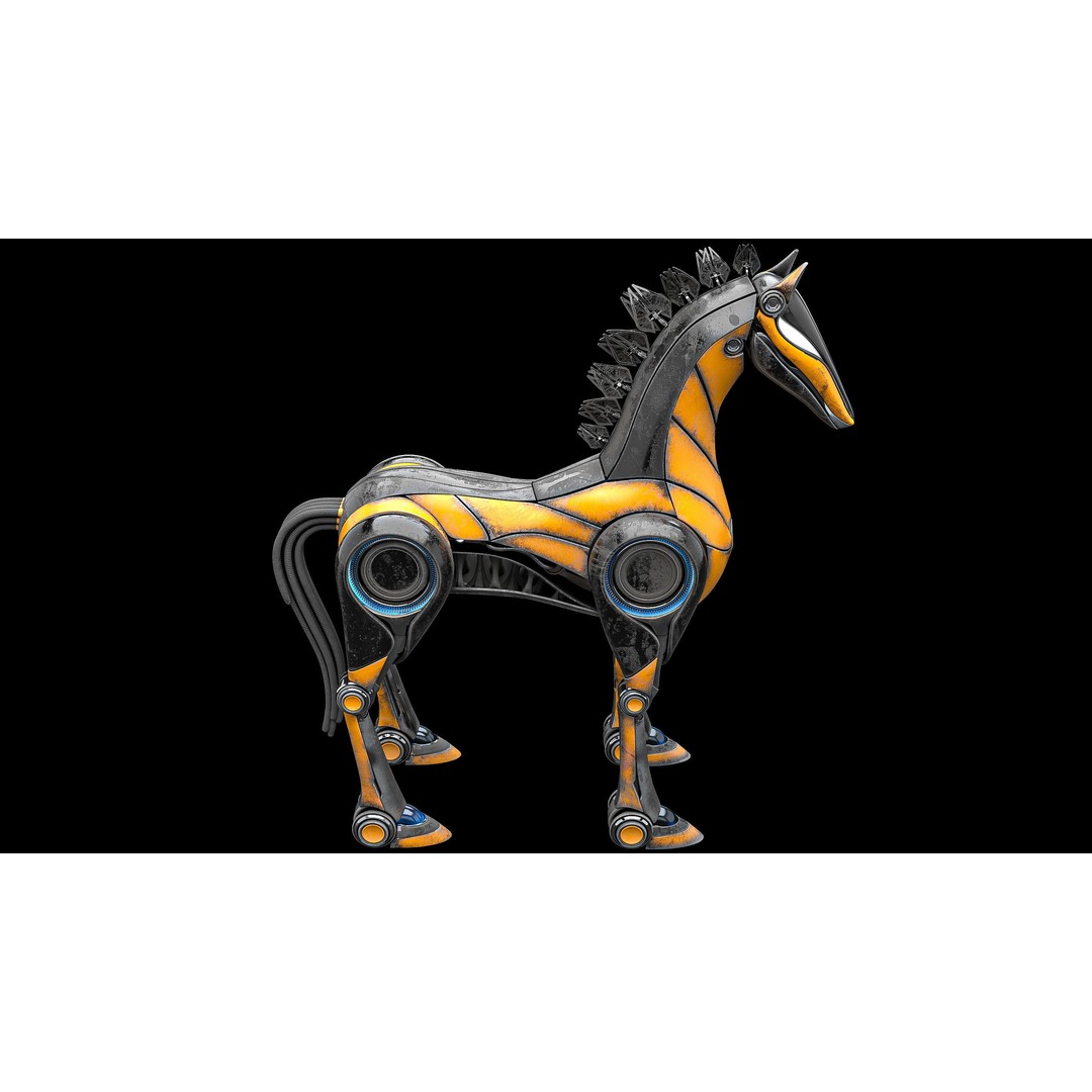 Horse Robot 3D Model – Low Poly Character with Animation, FBX - View 14