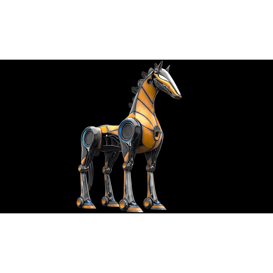 Horse Robot 3D Model – Low Poly Character with Animation, FBX - View 15