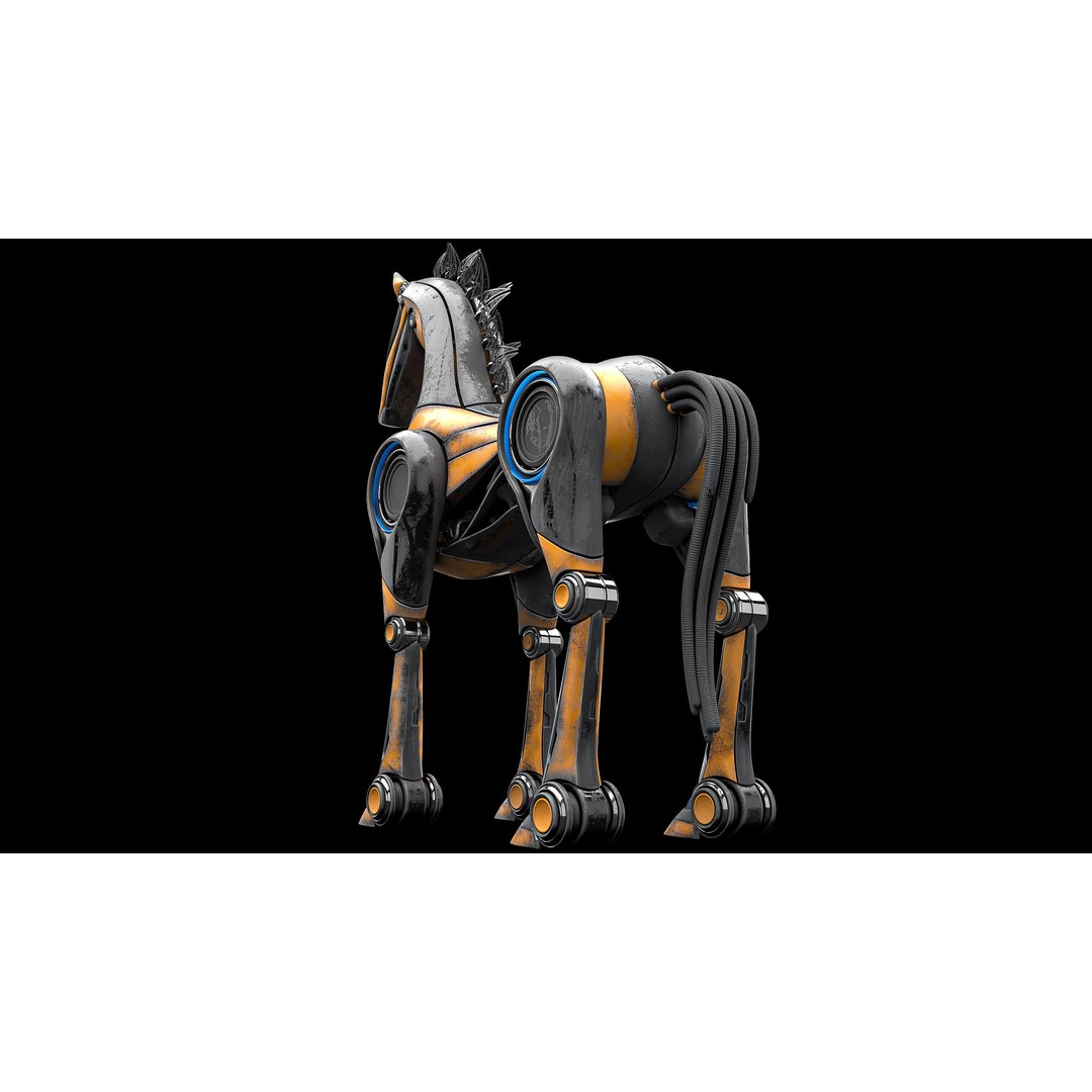Horse Robot 3D Model – Low Poly Character with Animation, FBX - View 16
