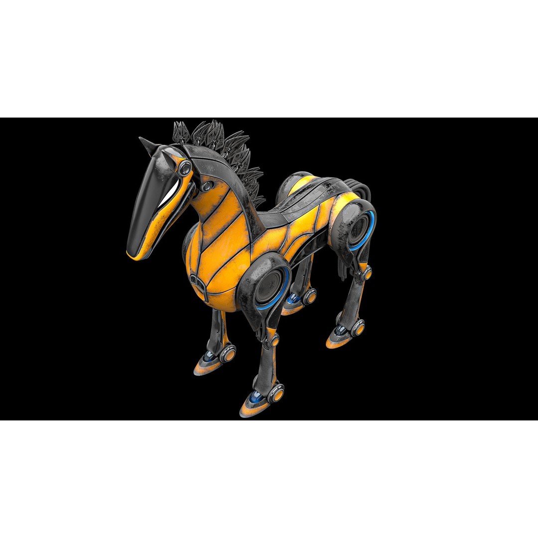 Horse Robot 3D Model – Low Poly Character with Animation, FBX - View 17