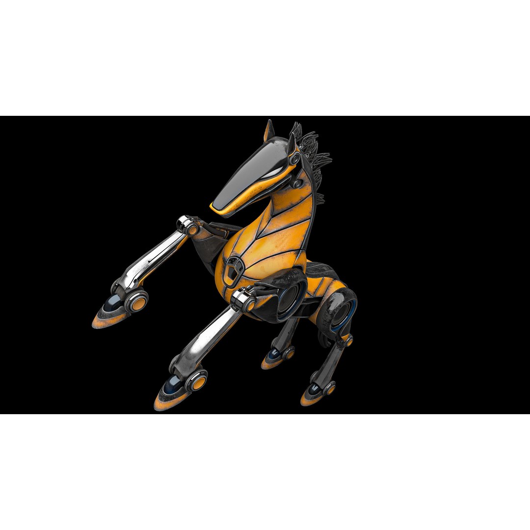 Horse Robot 3D Model – Low Poly Character with Animation, FBX - View 19