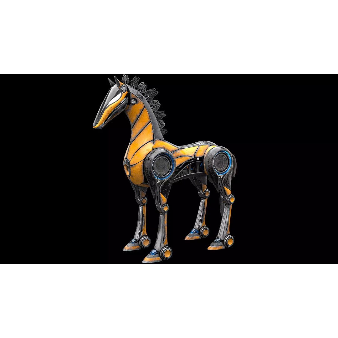 Horse Robot 3D Model – Low Poly Character with Animation, FBX - View 2