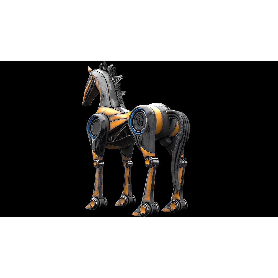 Horse Robot 3D Model – Low Poly Character with Animation, FBX - View 21