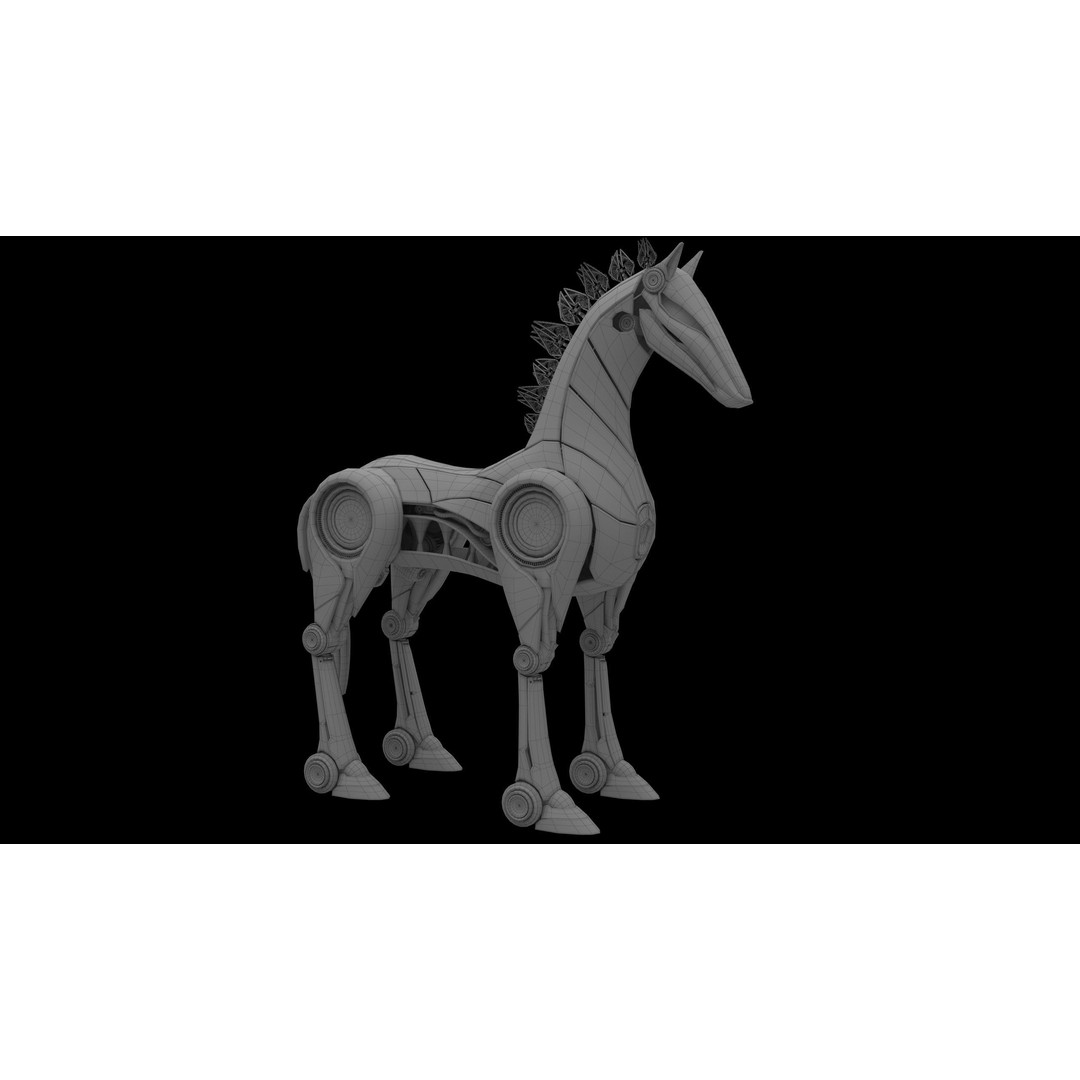 Horse Robot 3D Model – Low Poly Character with Animation, FBX - View 23