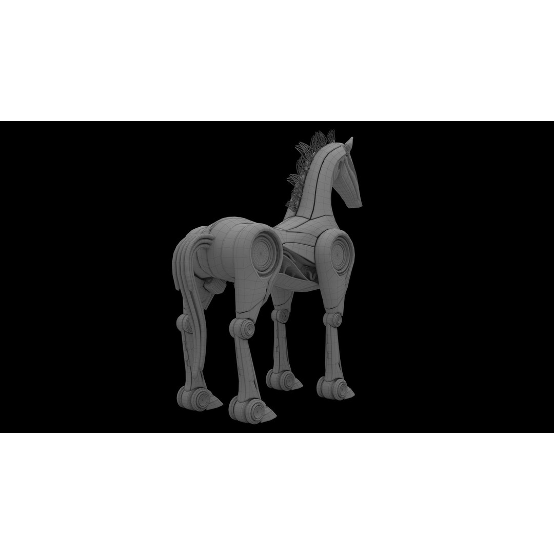 Horse Robot 3D Model – Low Poly Character with Animation, FBX - View 24