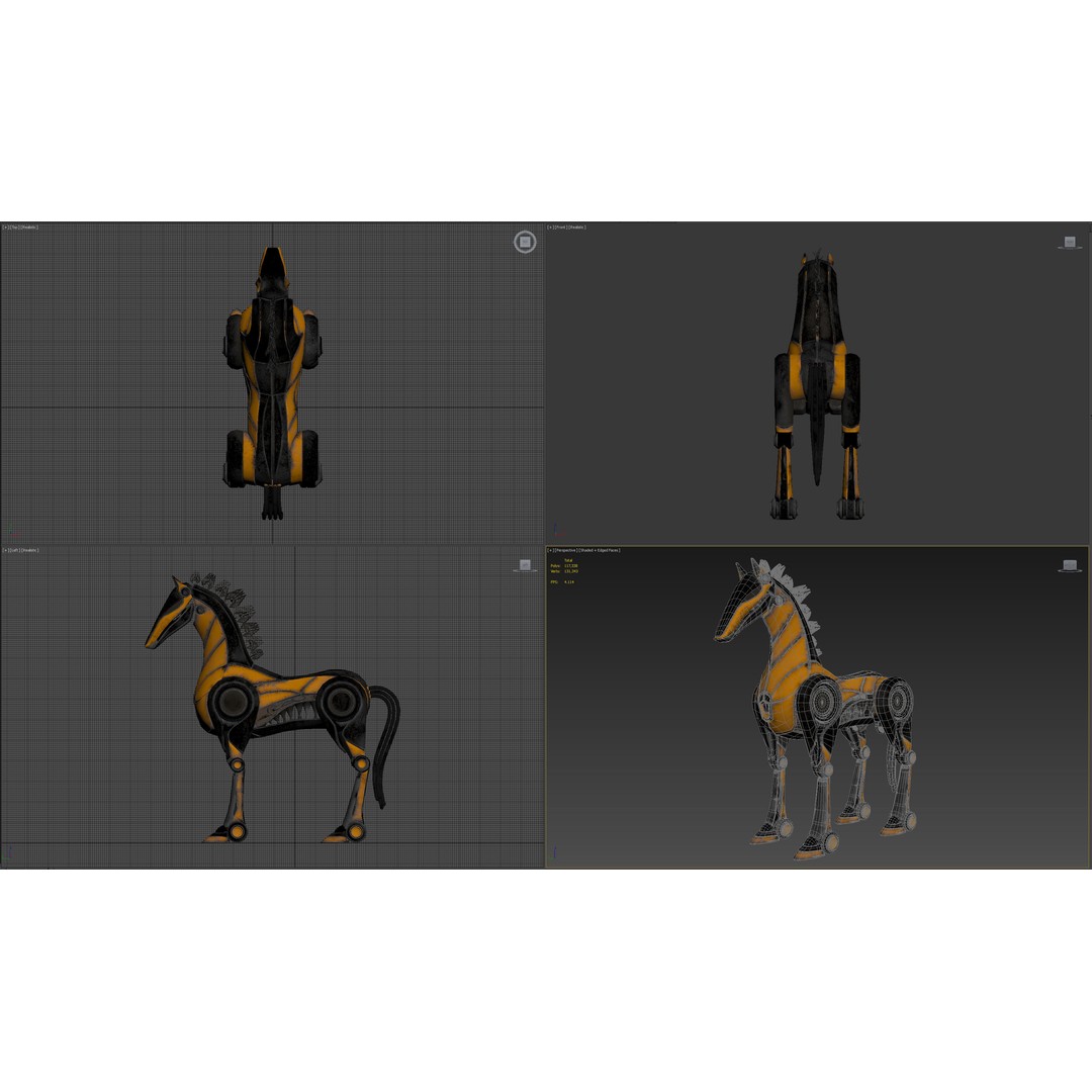 Horse Robot 3D Model – Low Poly Character with Animation, FBX - View 27