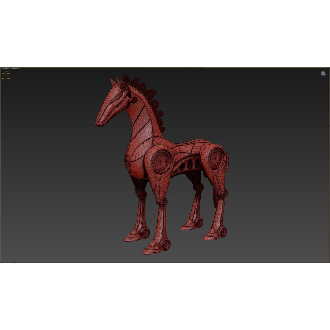 Horse Robot 3D Model – Low Poly Character with Animation, FBX - View 29