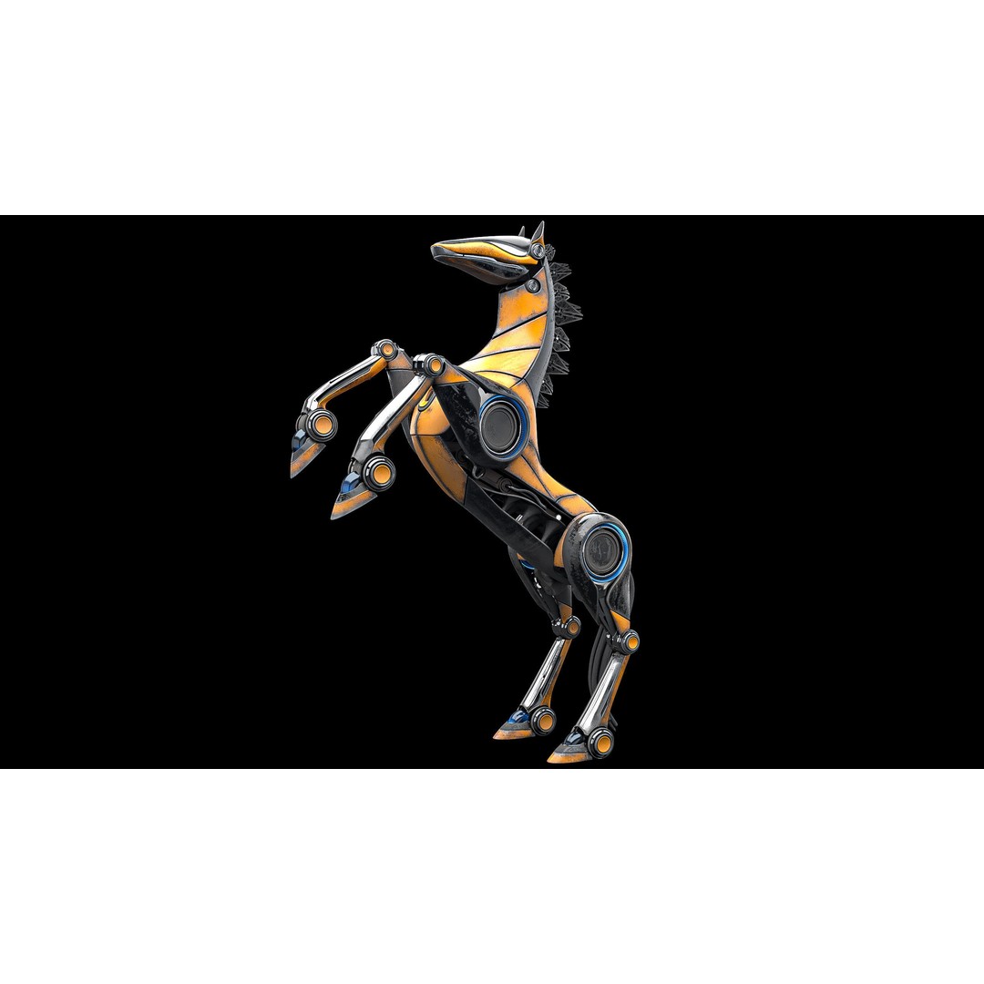 Horse Robot 3D Model – Low Poly Character with Animation, FBX - View 3