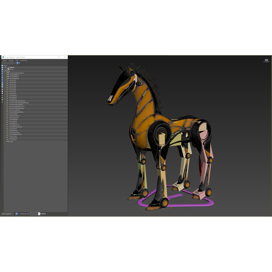 Horse Robot 3D Model – Low Poly Character with Animation, FBX - View 30