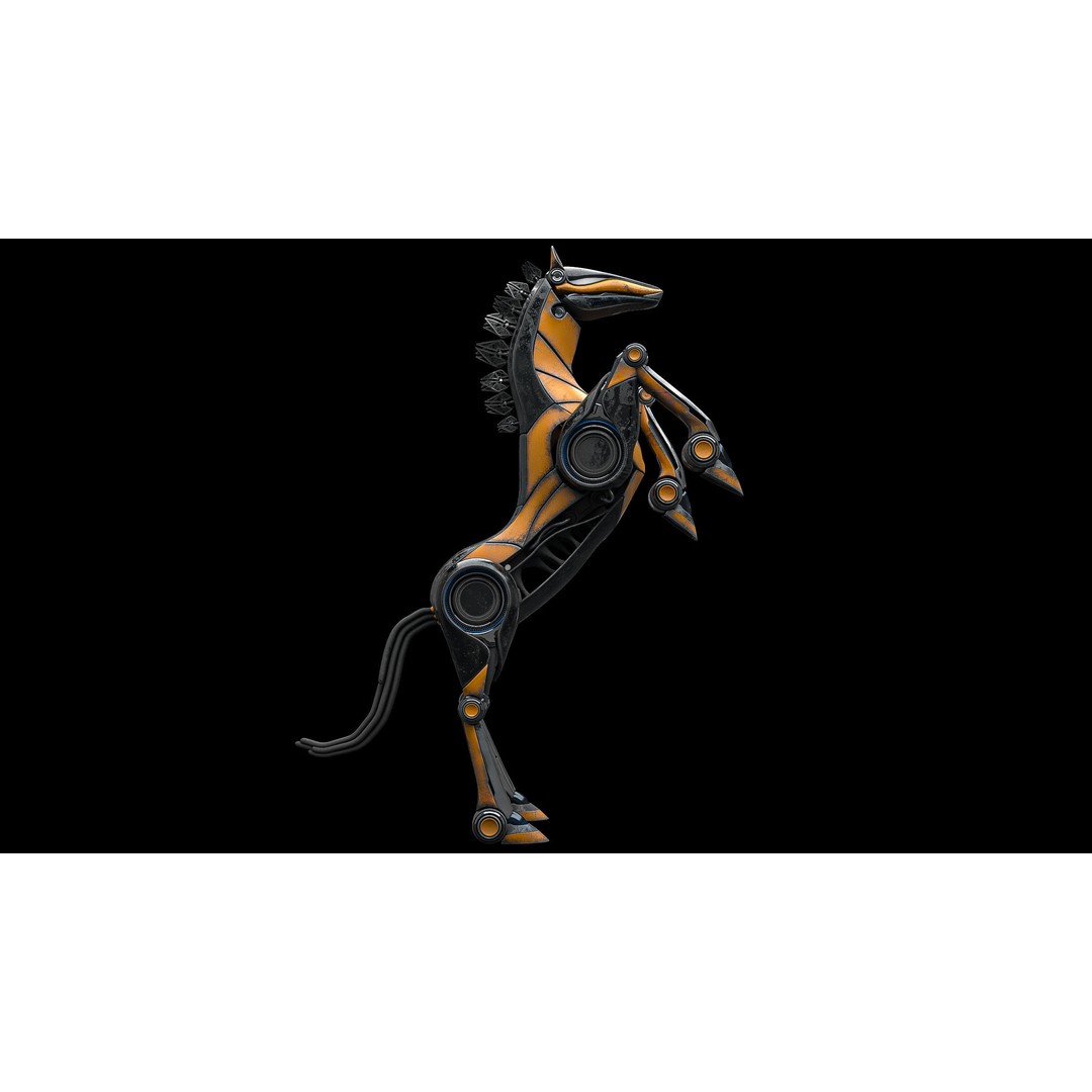 Horse Robot 3D Model – Low Poly Character with Animation, FBX - View 6