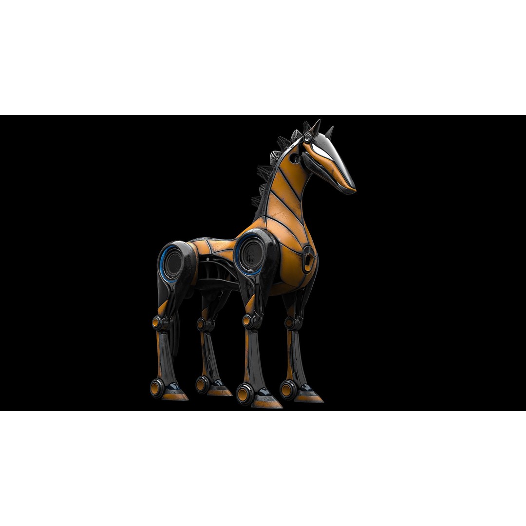 Horse Robot 3D Model – Low Poly Character with Animation, FBX - View 7