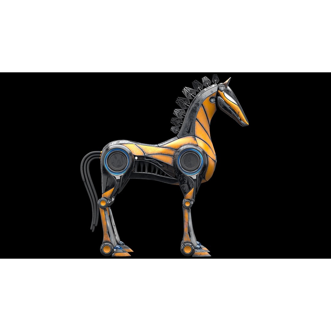 Horse Robot 3D Model – Low Poly Character with Animation, FBX - View 9