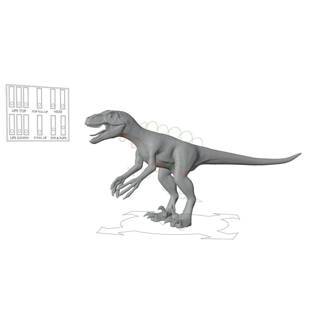 Velociraptor 3D Model – Low Poly Rigged Dinosaur Asset, FBX/OBJ - View 13