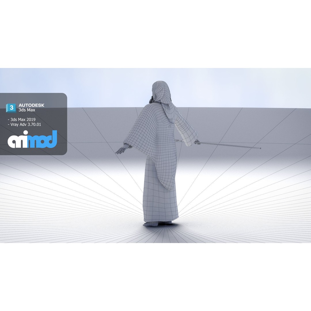 Shepherd 3D Model – Fantasy Character with Textures, FBX Format