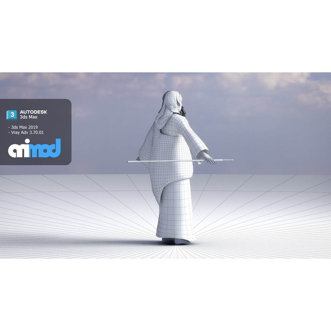 Shepherd 3D Model – Fantasy Character with Textures, FBX Format - View 10