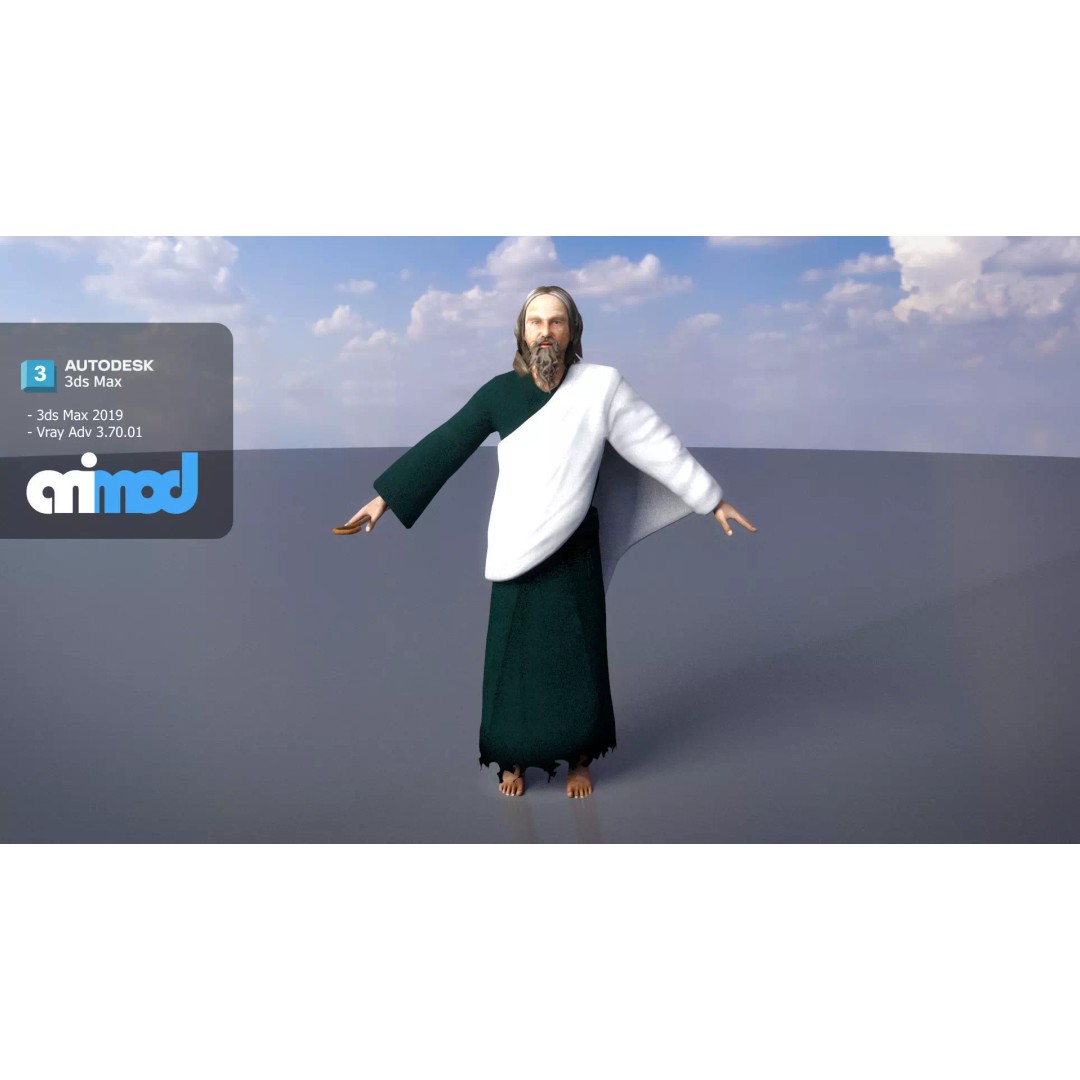 Shepherd 3D Model – Fantasy Character with Textures, FBX Format - View 2