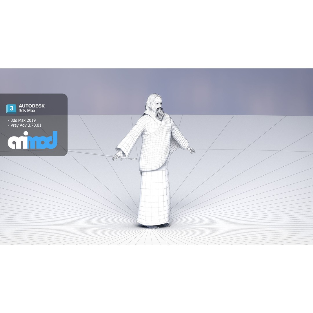 Shepherd 3D Model – Fantasy Character with Textures, FBX Format - View 8