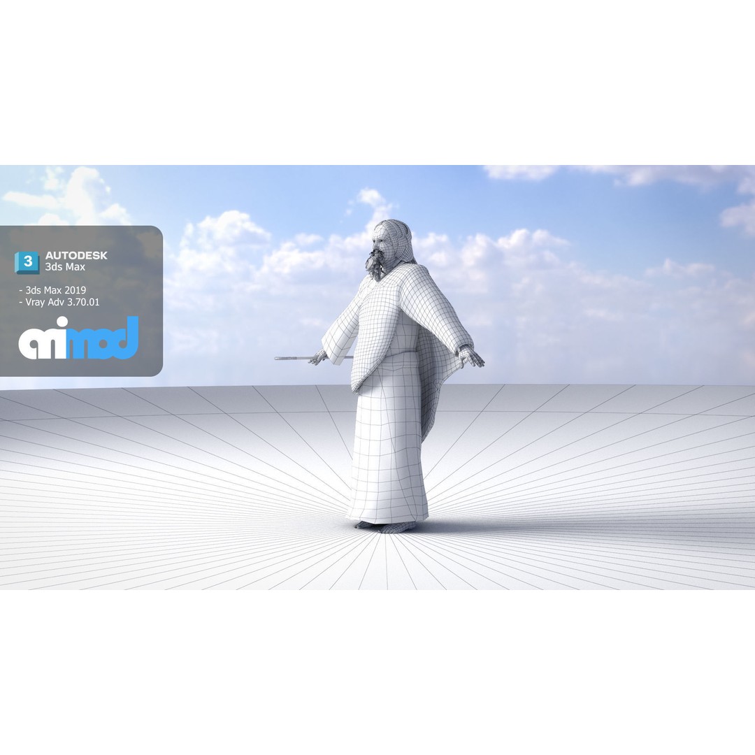 Shepherd 3D Model – Fantasy Character with Textures, FBX Format - View 9