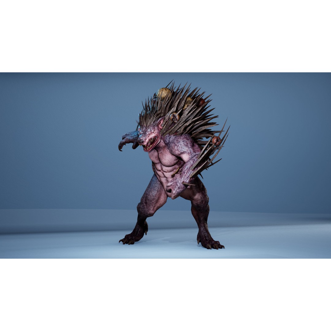 Mutant Hedgehog 3D Model – Low Poly Rigged Character with Animations - View 12