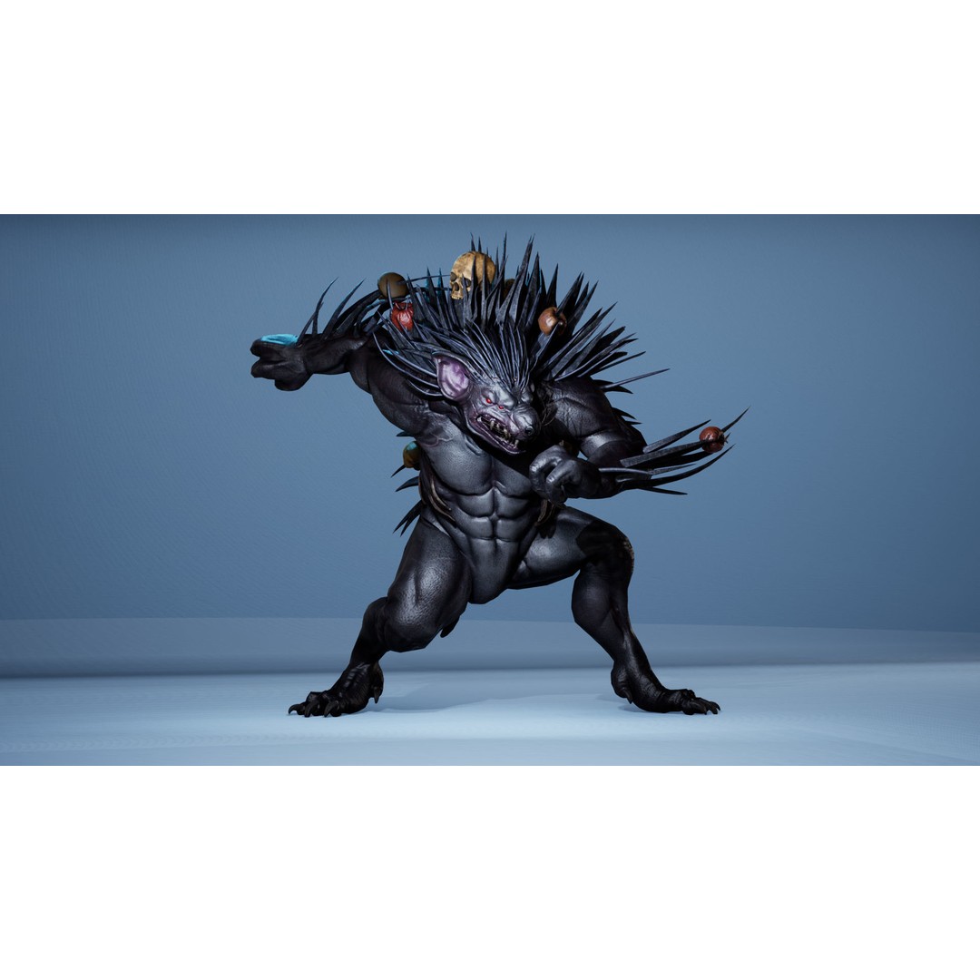 Mutant Hedgehog 3D Model – Low Poly Rigged Character with Animations - View 14