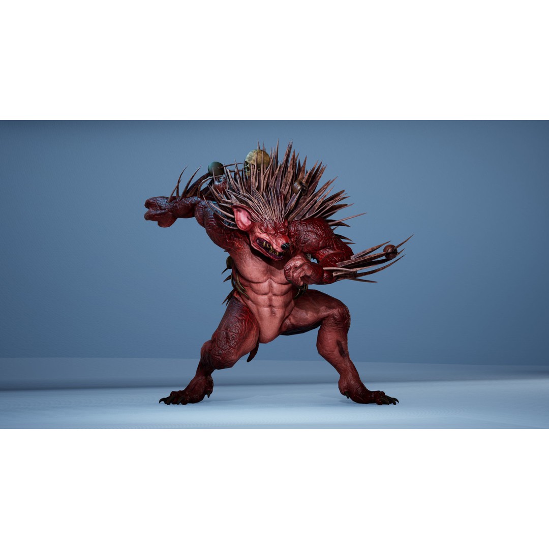 Mutant Hedgehog 3D Model – Low Poly Rigged Character with Animations - View 16