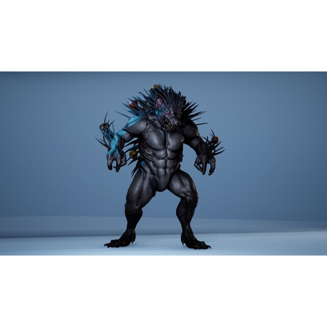 Mutant Hedgehog 3D Model – Low Poly Rigged Character with Animations - View 19