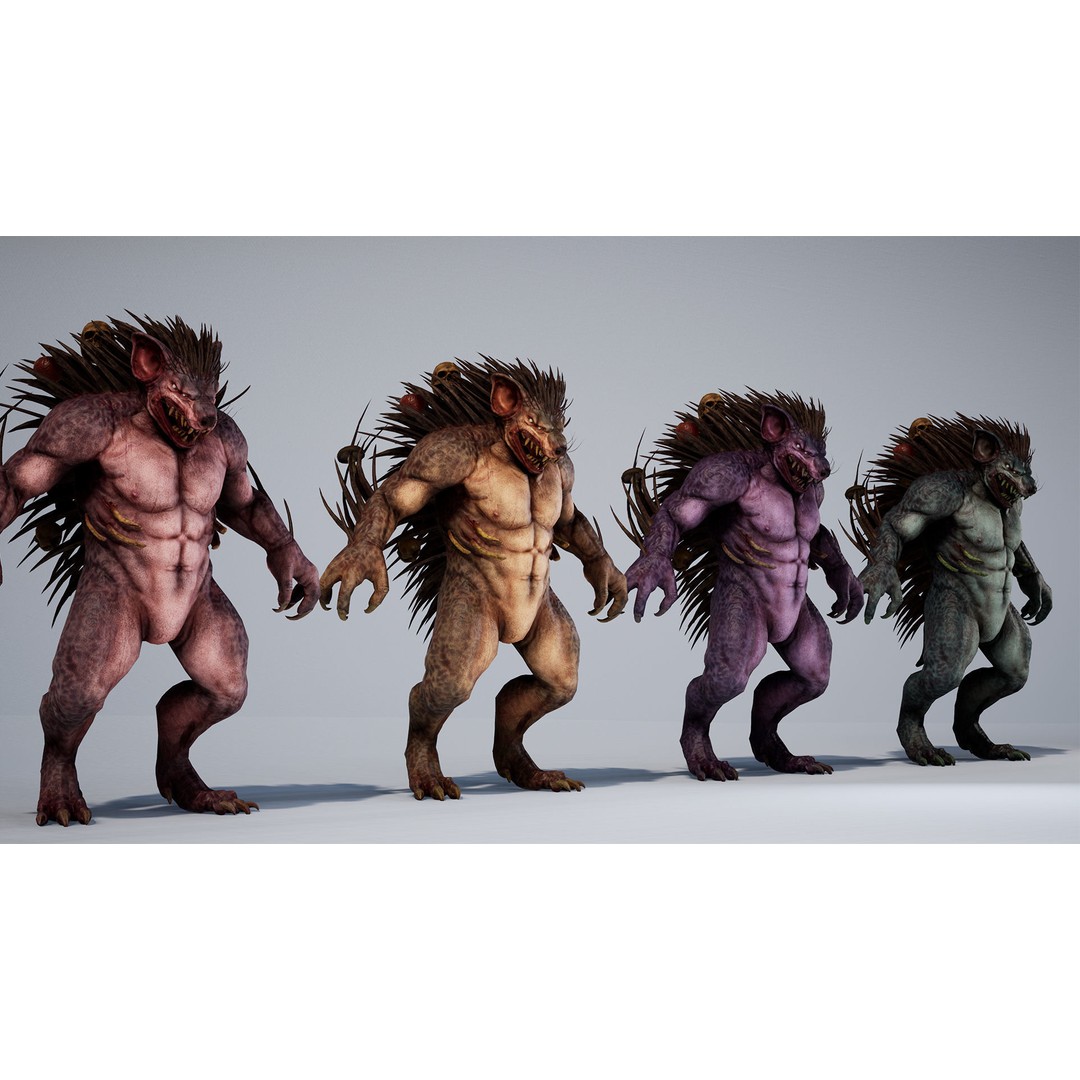 Mutant Hedgehog 3D Model – Low Poly Rigged Character with Animations - View 23