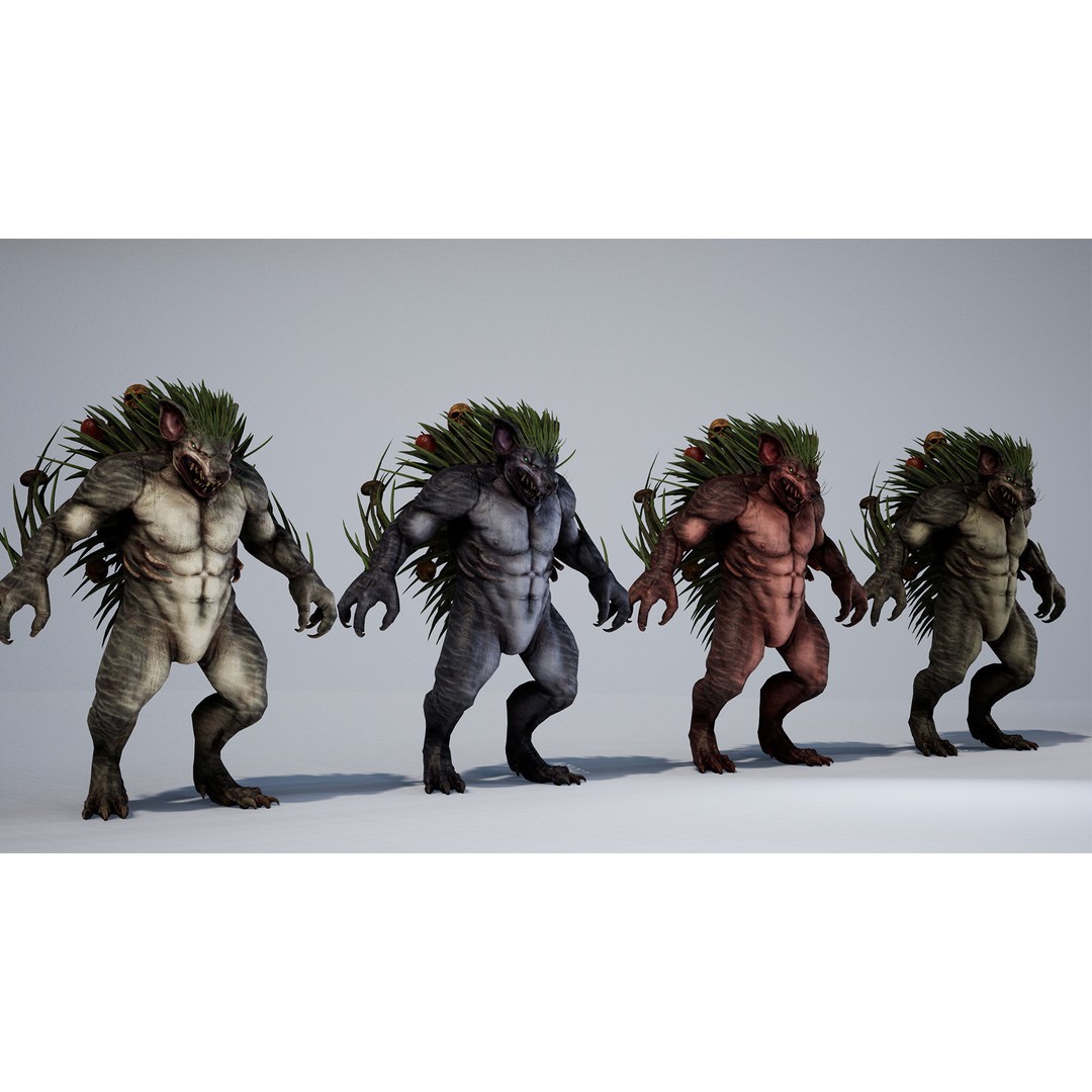 Mutant Hedgehog 3D Model – Low Poly Rigged Character with Animations - View 25