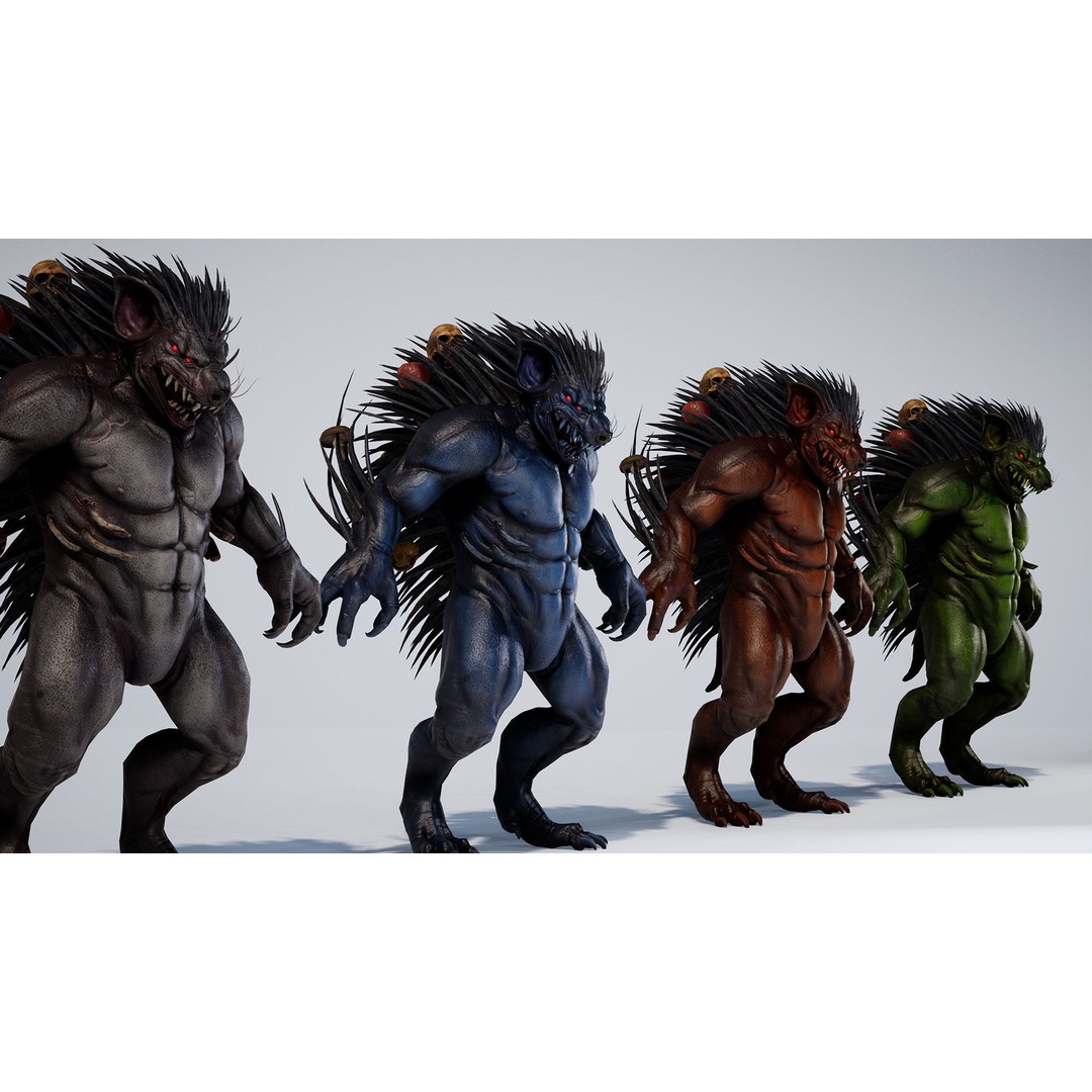 Mutant Hedgehog 3D Model – Low Poly Rigged Character with Animations - View 27