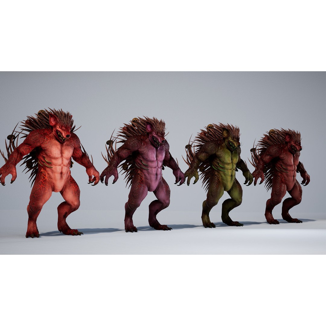 Mutant Hedgehog 3D Model – Low Poly Rigged Character with Animations - View 29