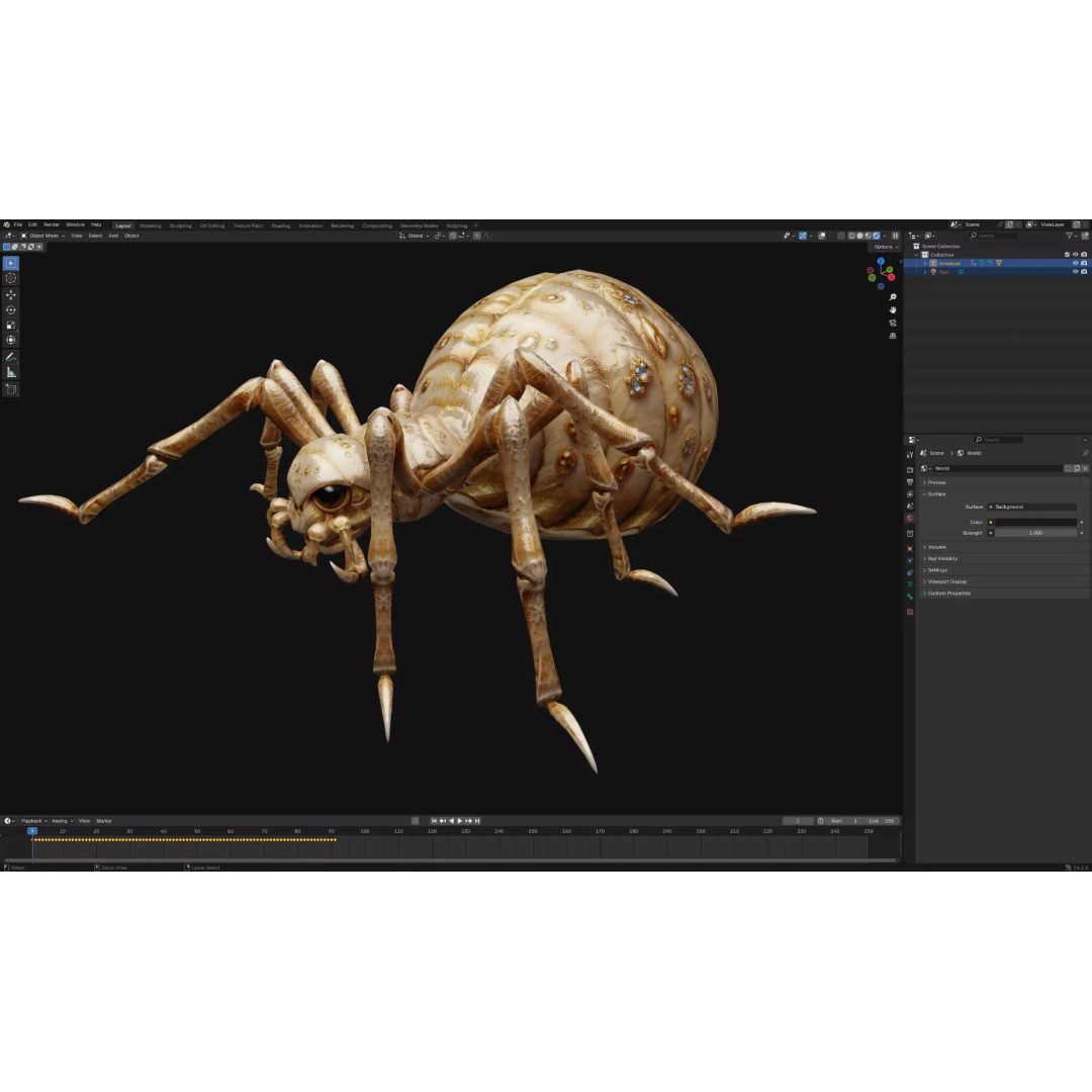 Spider 3D Model – Low Poly Animated Insect, FBX, PBR Textures - View 23
