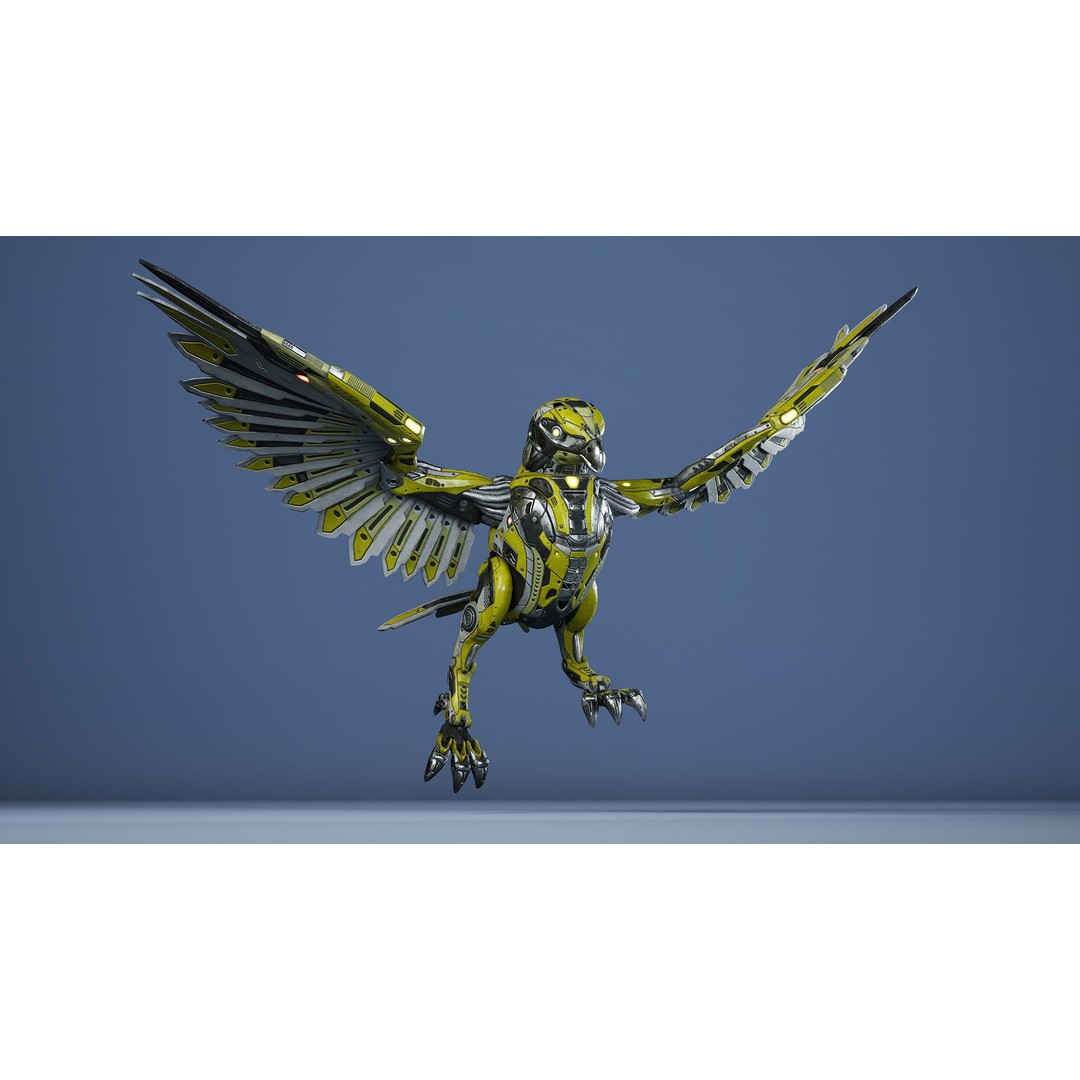SciFi Falcon 3D Model – Low Poly Animated Character, FBX - View 11