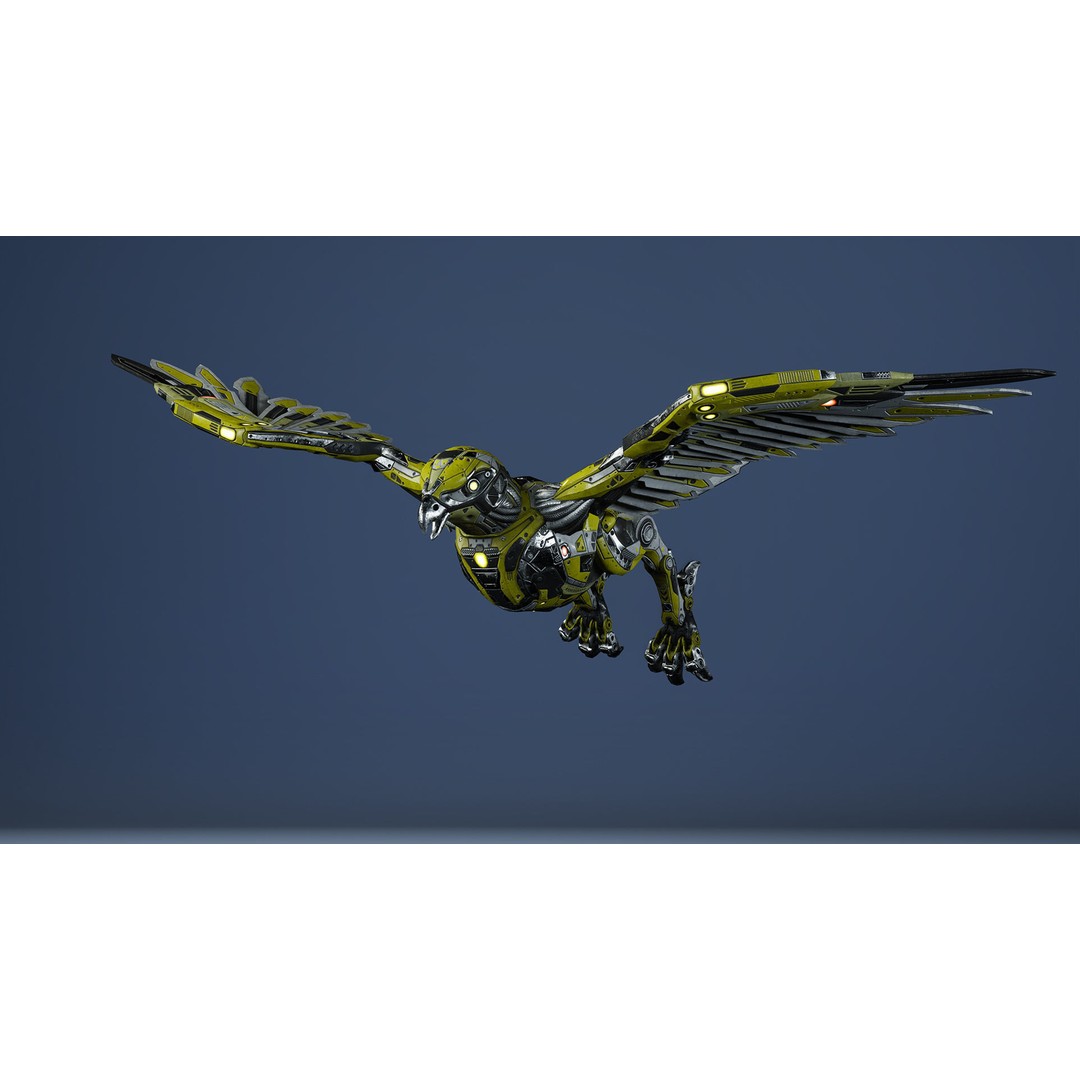 SciFi Falcon 3D Model – Low Poly Animated Character, FBX - View 12