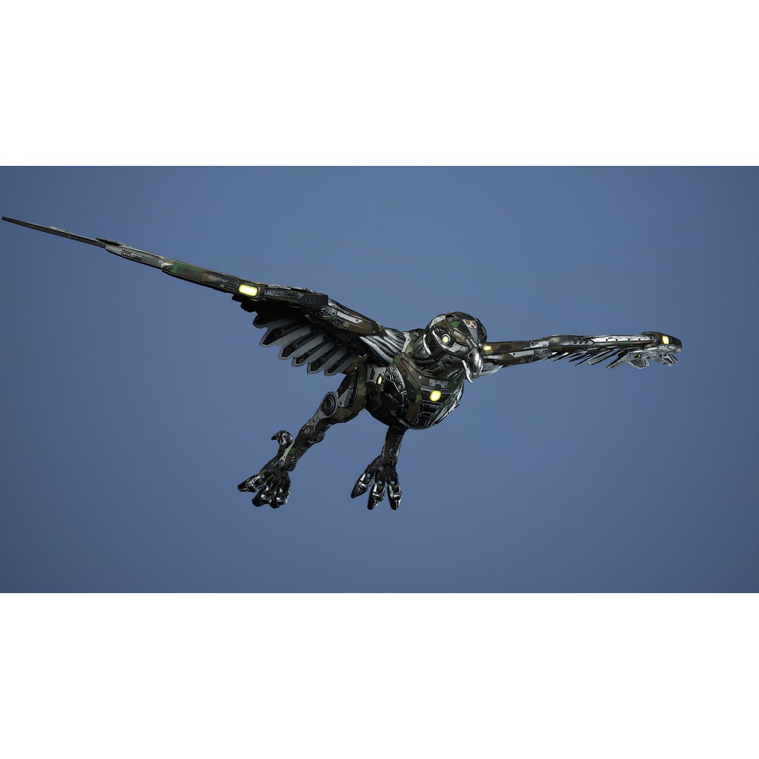 SciFi Falcon 3D Model – Low Poly Animated Character, FBX - View 13