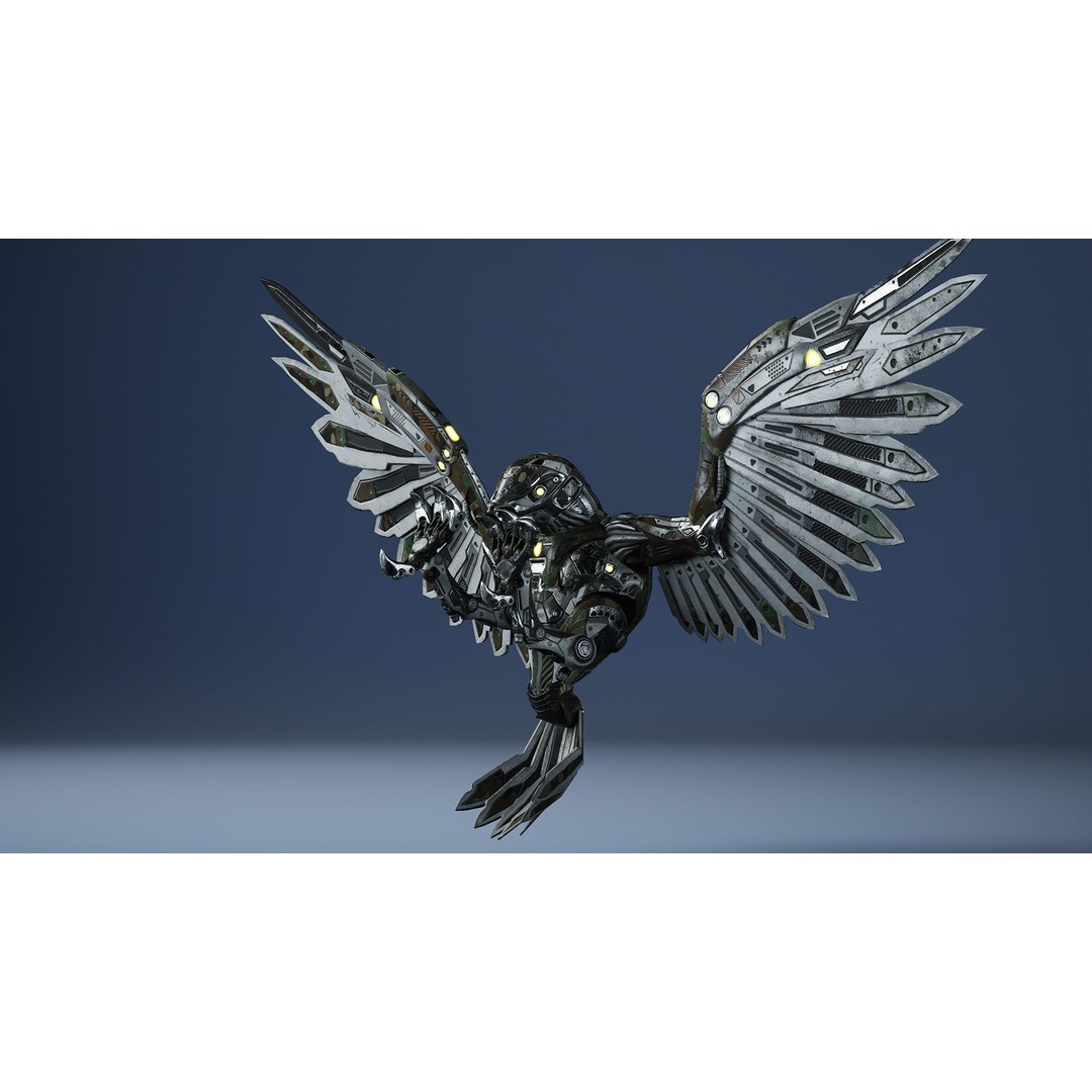 SciFi Falcon 3D Model – Low Poly Animated Character, FBX - View 14
