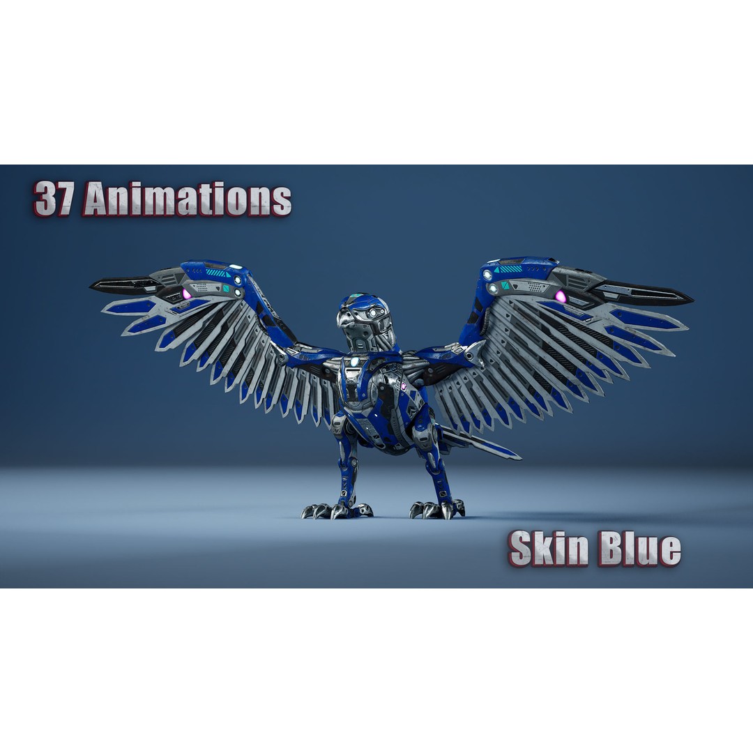 SciFi Falcon 3D Model – Low Poly Animated Character, FBX - View 3