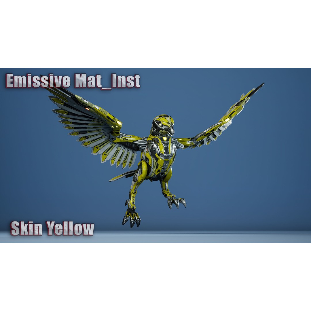 SciFi Falcon 3D Model – Low Poly Animated Character, FBX - View 4