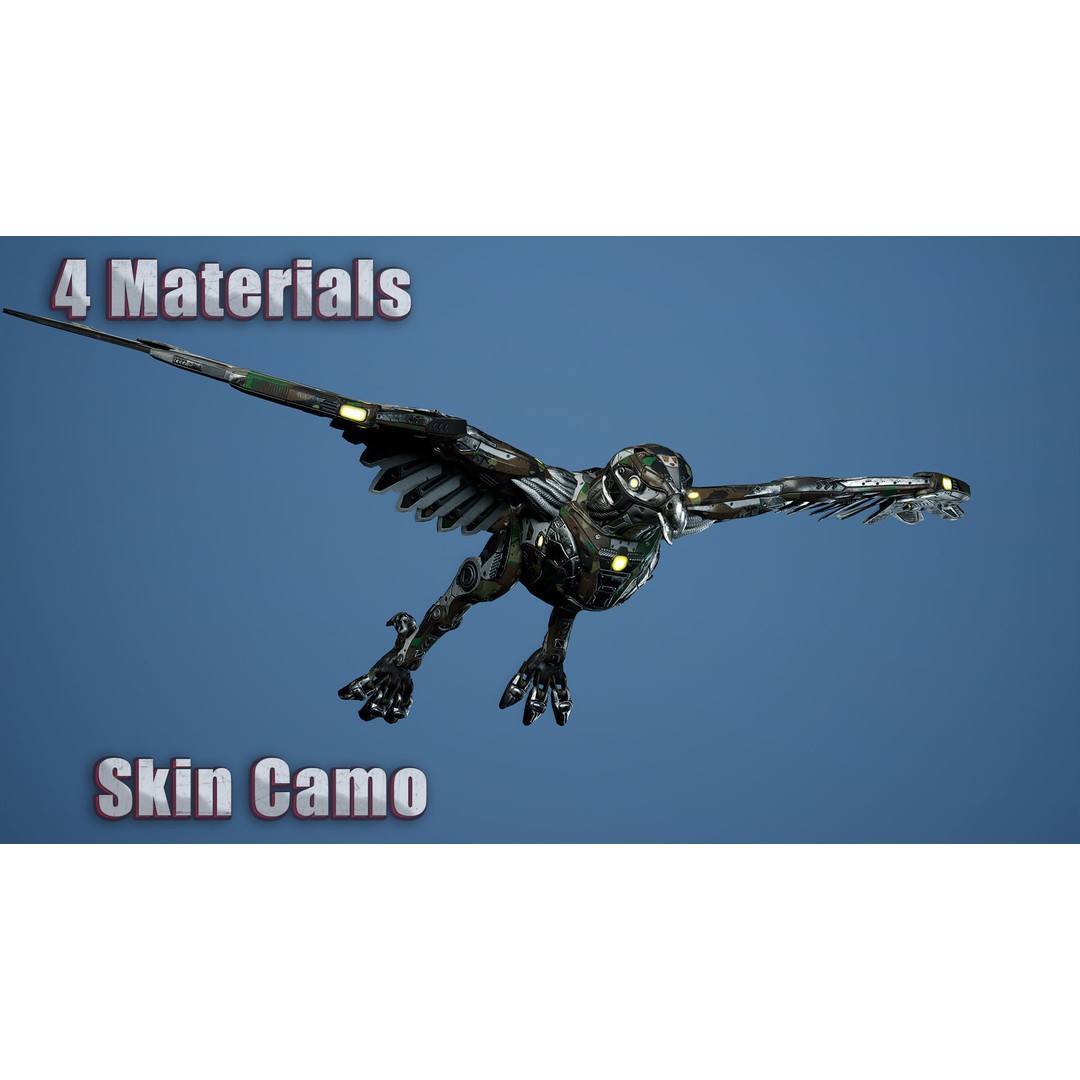 SciFi Falcon 3D Model – Low Poly Animated Character, FBX - View 5