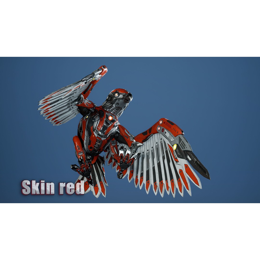 SciFi Falcon 3D Model – Low Poly Animated Character, FBX - View 6