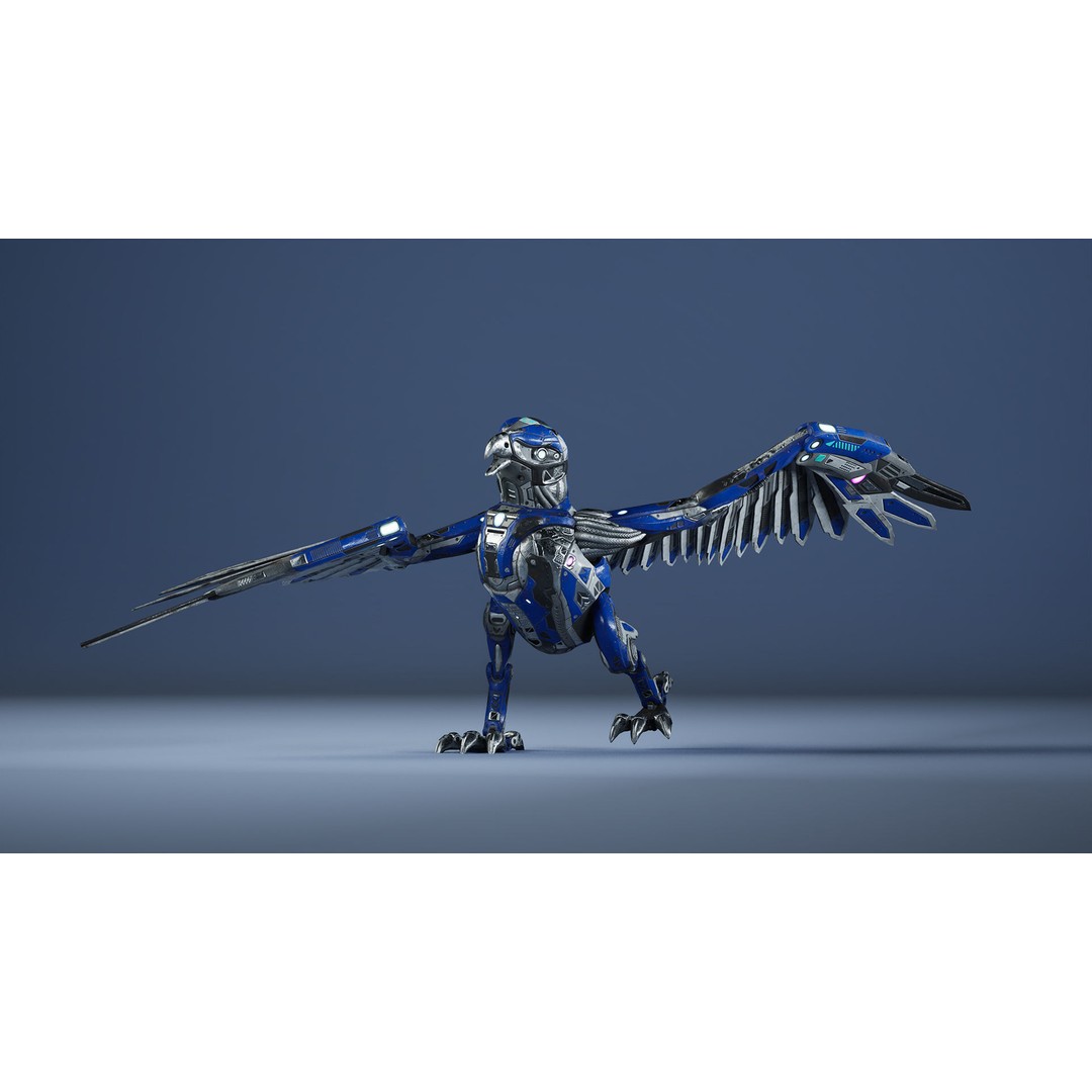 SciFi Falcon 3D Model – Low Poly Animated Character, FBX - View 7