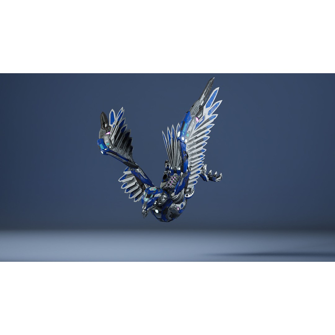 SciFi Falcon 3D Model – Low Poly Animated Character, FBX - View 8