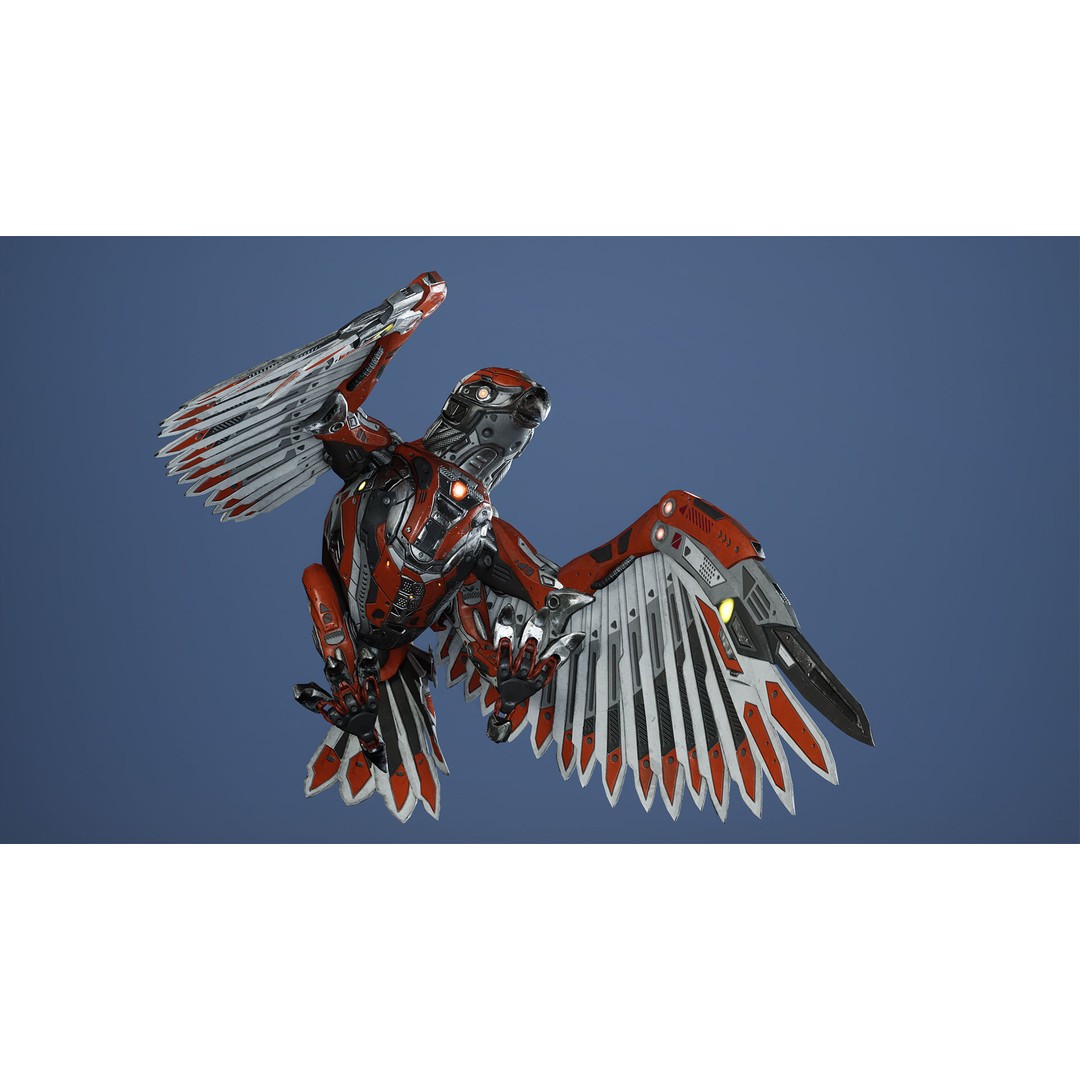 SciFi Falcon 3D Model – Low Poly Animated Character, FBX - View 9
