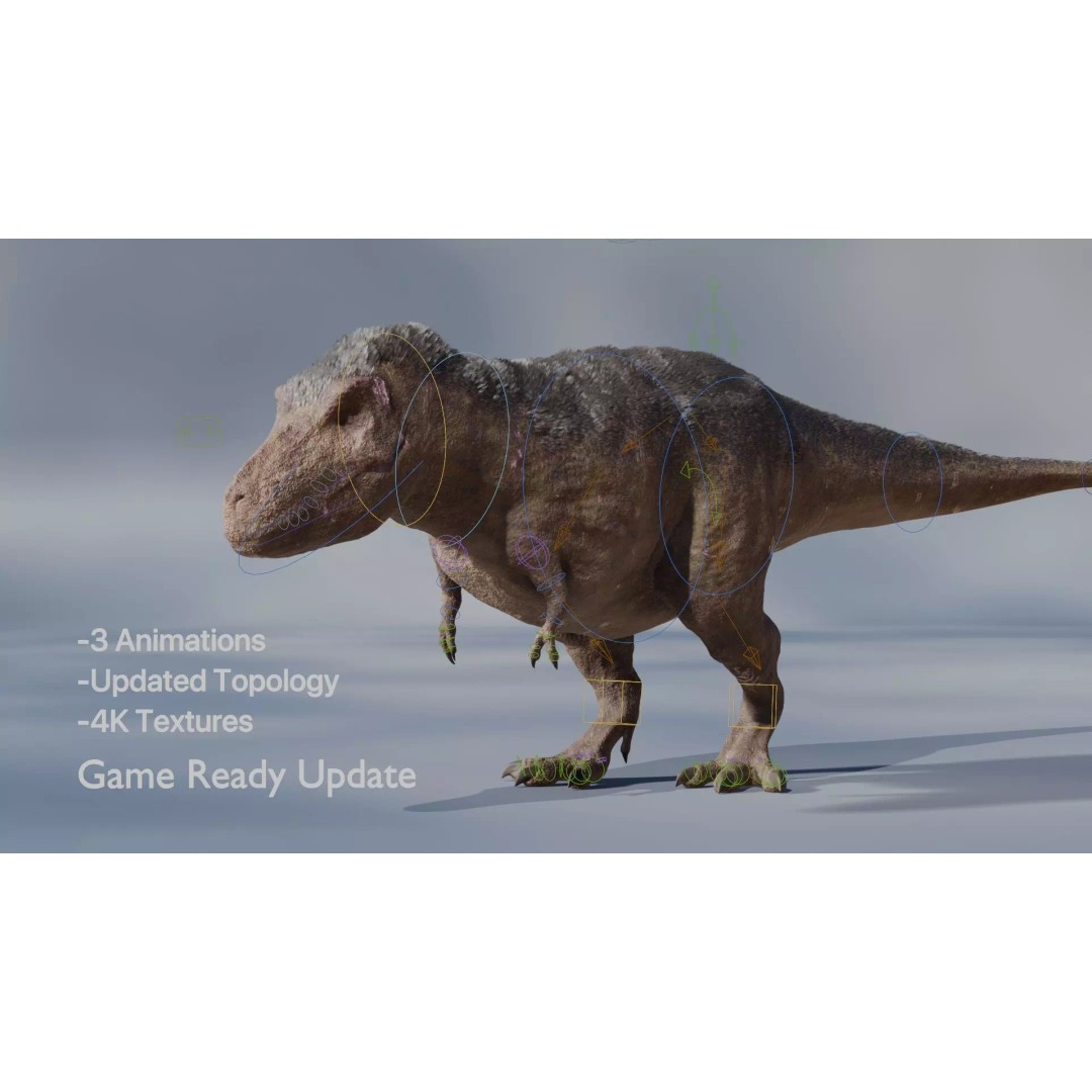 Tyrannosaurus Rex 3D Model – Low Poly Rigged Dinosaur, Blender - View 4